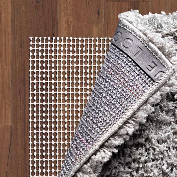 Waffle Grid Rug Pad Texture Low Profile Non Slip Beige Gripper