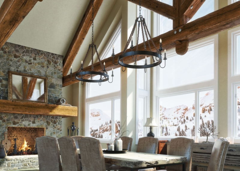 Wagon Wheel Chandelier Evergreen Garland Pine Decor Rustic Holiday Decor