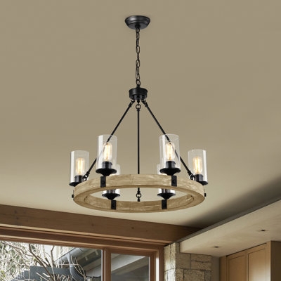 Wagon Wheel Chandelier Gold Candle Sleeves Two Tone Finish