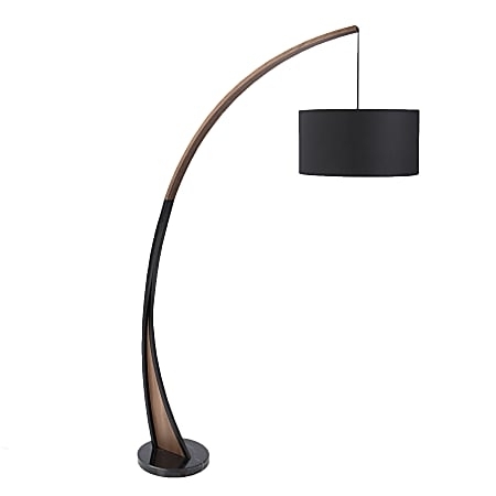 Walnut and Metal Arched Lamp with Marble Base