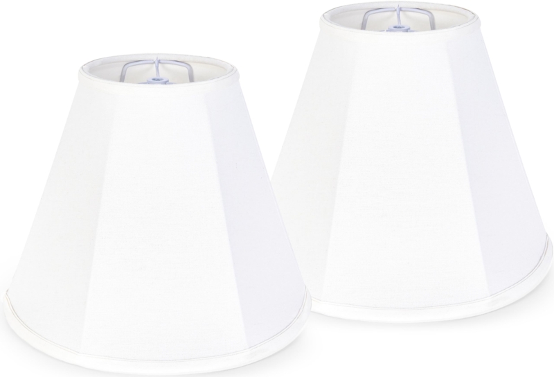 White Bell Lamp Shades Linen Texture Spider Fitter Set