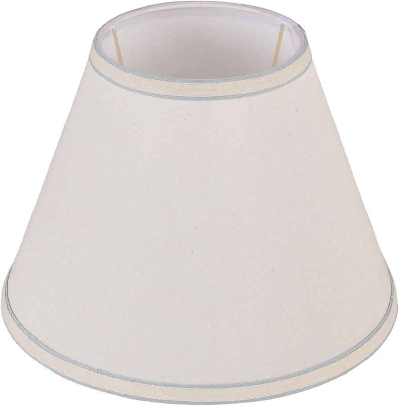 White Empire Lamp Shade Hardback Vertical Piping Uno Construction (72 chars)