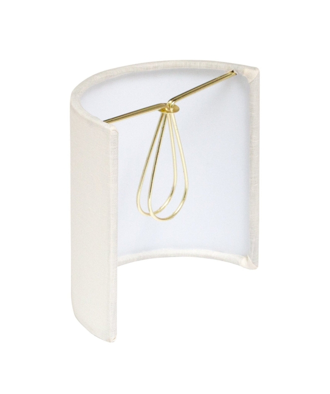 White Half Drum Sconce Shade Pinched Detail Candle Clip Linen