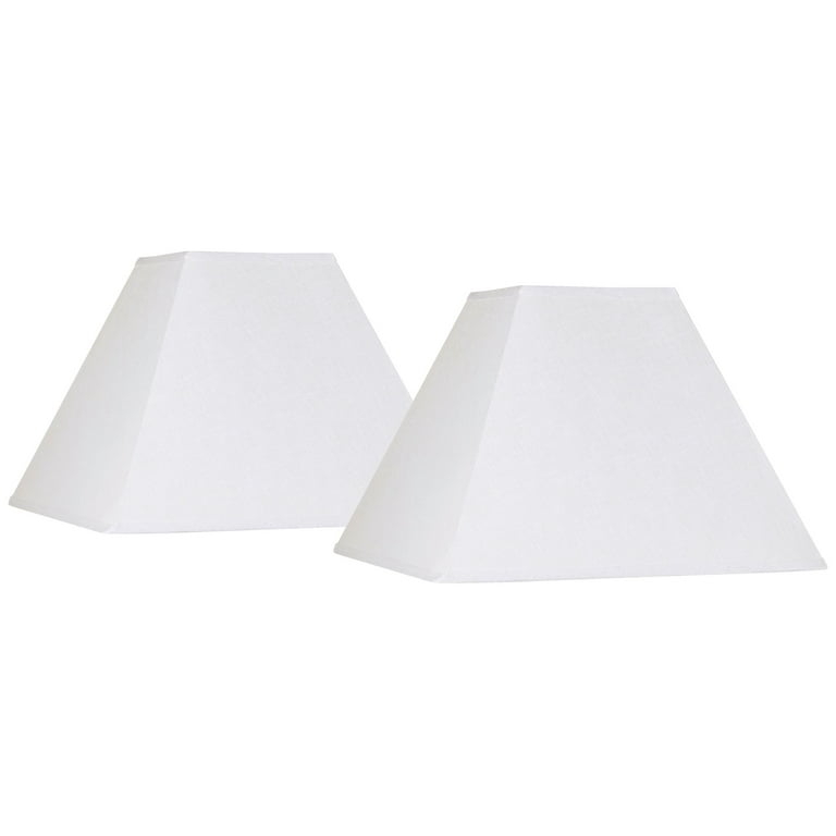 White Lamp Shade Set Square Tapered Linen Harp Finial Modern