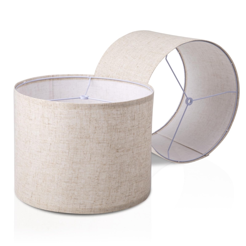 White Linen Drum Lampshade Set of 2 Minimalist Table Lamp Refresh