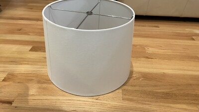White Linen-Look Tapered Drum Lamp Shade with Hardback Lining