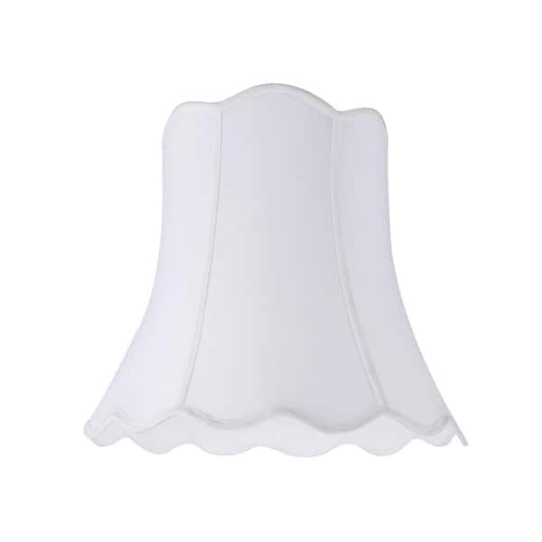 White Scalloped Bell Lamp Shade, Piping Detail, Spider Fitter