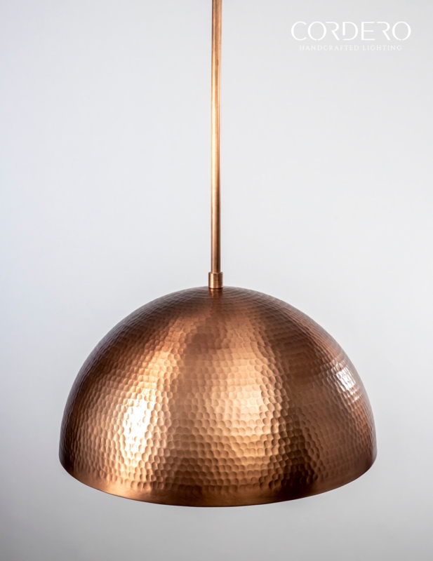 Wide Dome Pendant Light, Hammered Texture for Modern Farmhouse