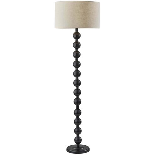 Wood Floor Lighting with Tripod Base and Textured Shade