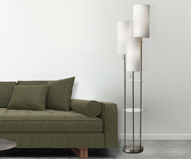 Wood Shelf Floor Lamp with Integrated Storage