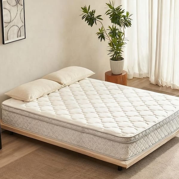 12 Inch Breathable Hybrid Mattress Grey Side Panels Quilted Top Style