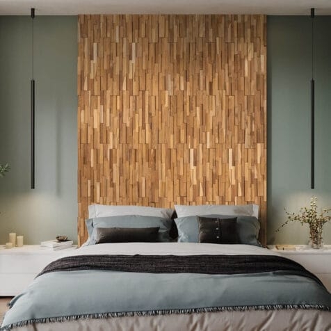 3D Interlocking Wood Block Paneling, Varied Shades