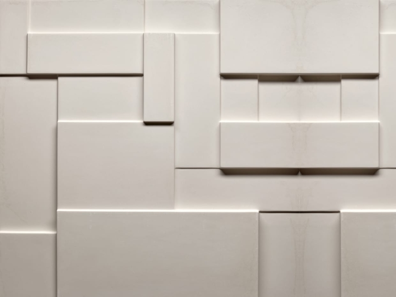 3D Wall Panels: Light Grey Tetris Block Pattern, Sculptural Depth Feature