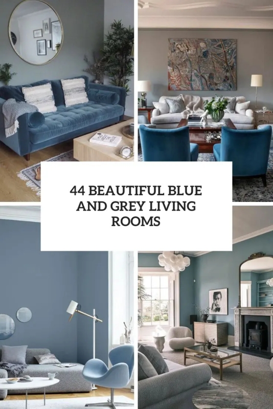 44 Beautiful Blue And Grey Living Rooms - Shelterness