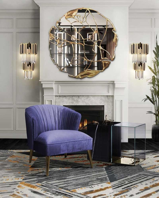 Accent Chair Glam Styling Gold Organic Wall Mirror Decor