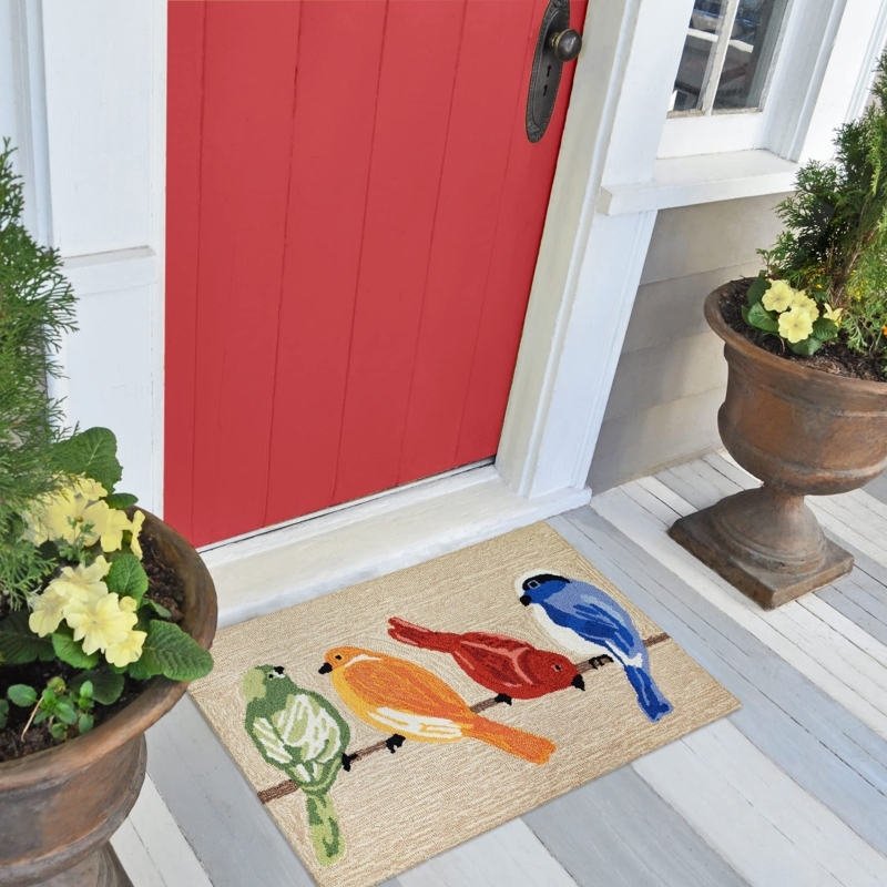 Accent Rug Bird Motif Hand Hooked Novelty Rustic
