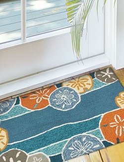 Accent Rug Sand Dollar Motif Circular Shape Hooked