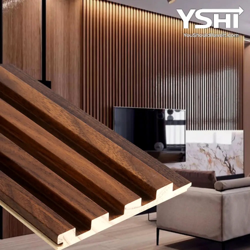 Acoustic Wood Slat Paneling Oak Brown Scandinavian