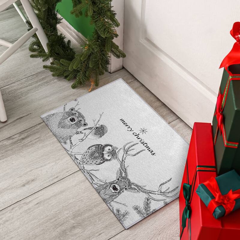 Addison Rugs Indoor/Outdoor Cozy Winter ACW40 Gray Washable 2'3" x 7'6" Runner Rug