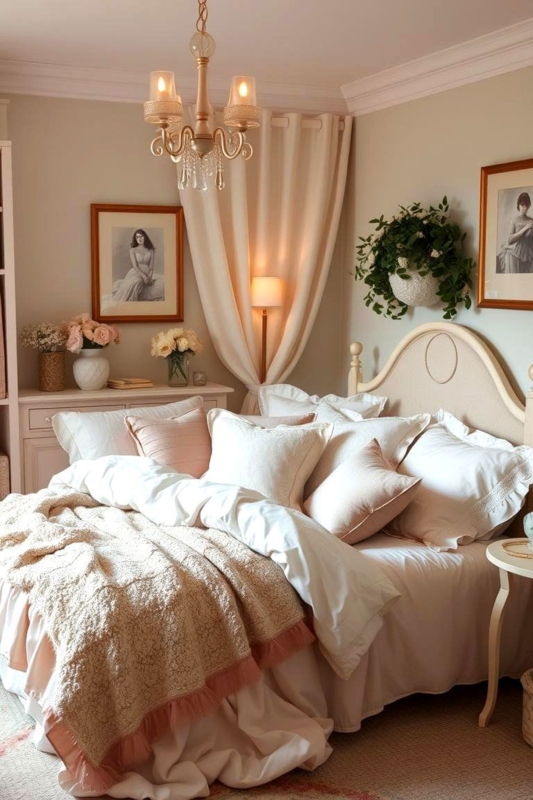 Arched Headboard Bed, Fringed Quilted Throw, Crystal Accented Lighting