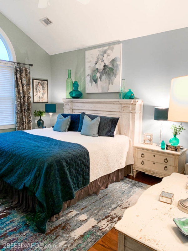 Architectural Headboard with Distressed Finish in Master Bedroom