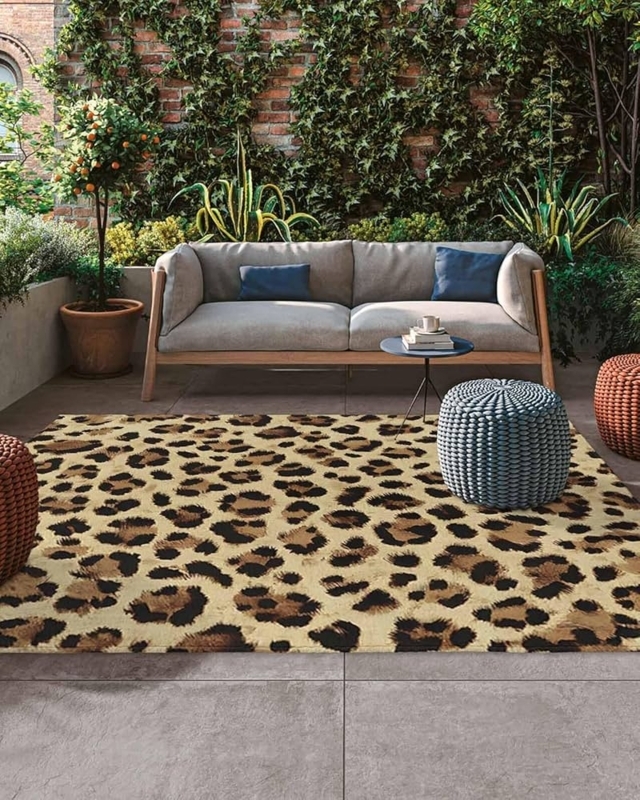 Area Rug Abstract Leopard Print Waterproof Outdoor Patio