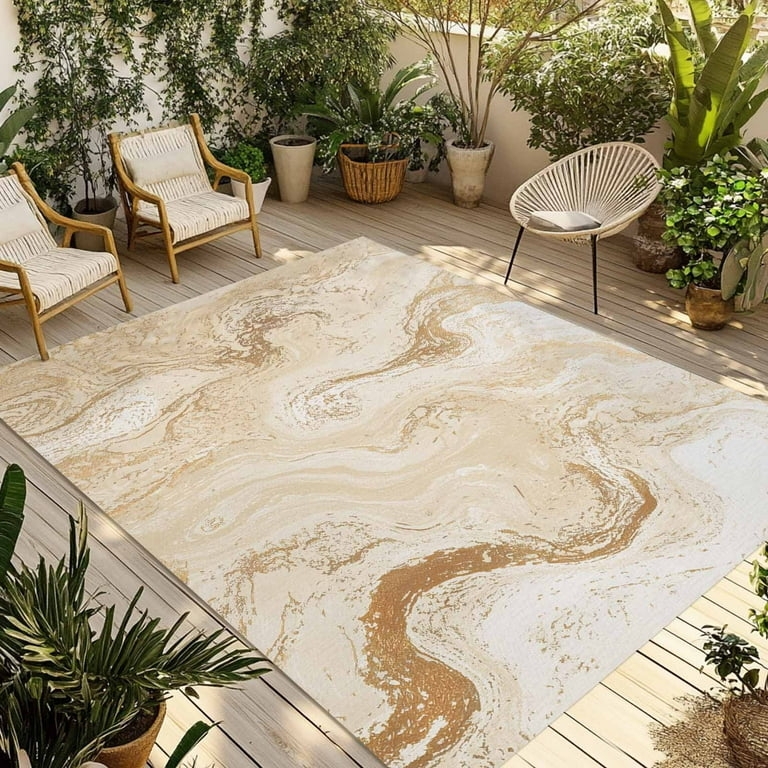 Area Rug Abstract Marble Gray Fluid Pattern Minimalist Low Pile