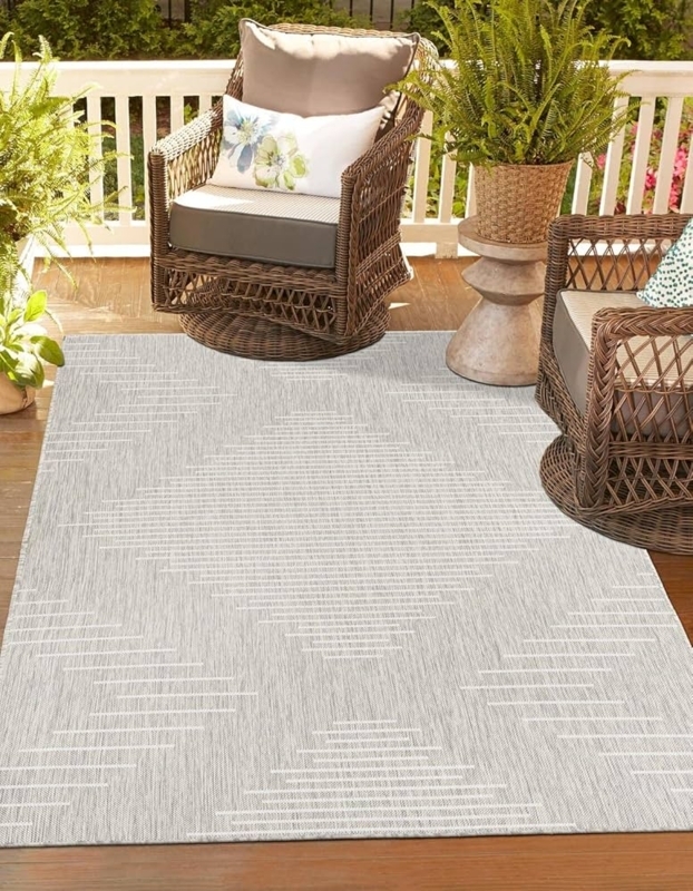 Area Rug Abstract Organic Pattern High Contrast Gray Contemporary
