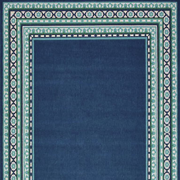 Area Rug Beige Wide Border Coastal Weather Resistant Patio