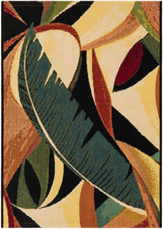 Area Rug: Blue and Orange Floral Rug, Oversized Botanical Motifs