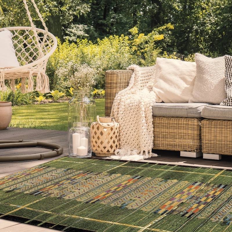 Area Rug: Bohemian Tribal Stripe Flatweave with Tassel Fringe