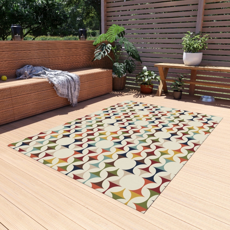 Area Rug Bold Geometric Print, Geometric Navy Outdoor Rug