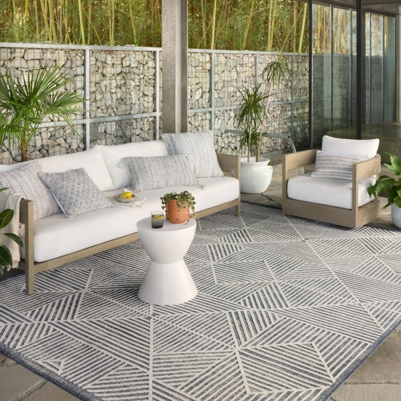 Area Rug: Bold Linear Pattern, Charcoal & Cream Geometric Outdoor Ideas