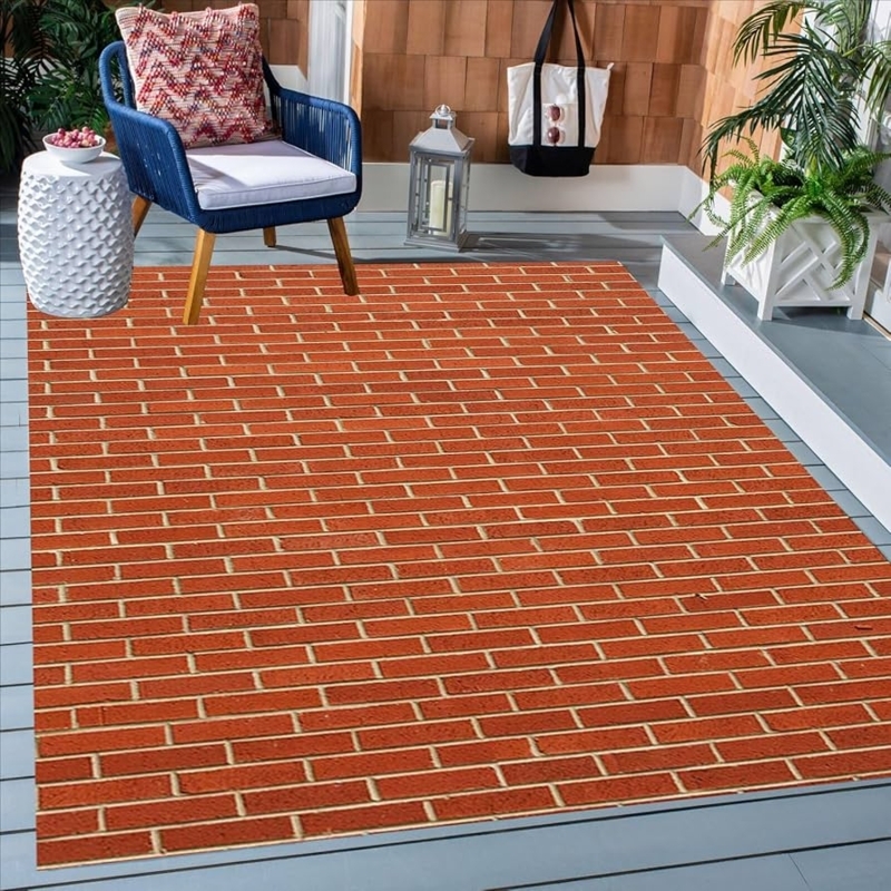 Area Rug Brick Wall Pattern Industrial Rustic Deck Decor