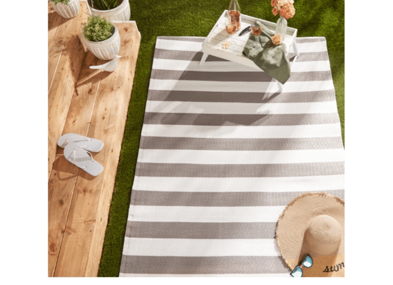 Area Rug Broad Stripes Coastal Layering Outdoor Deck