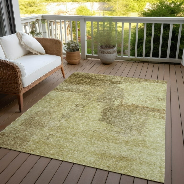 Area Rug: Brown Border, Distressed Traditional Motif, Medallion Center