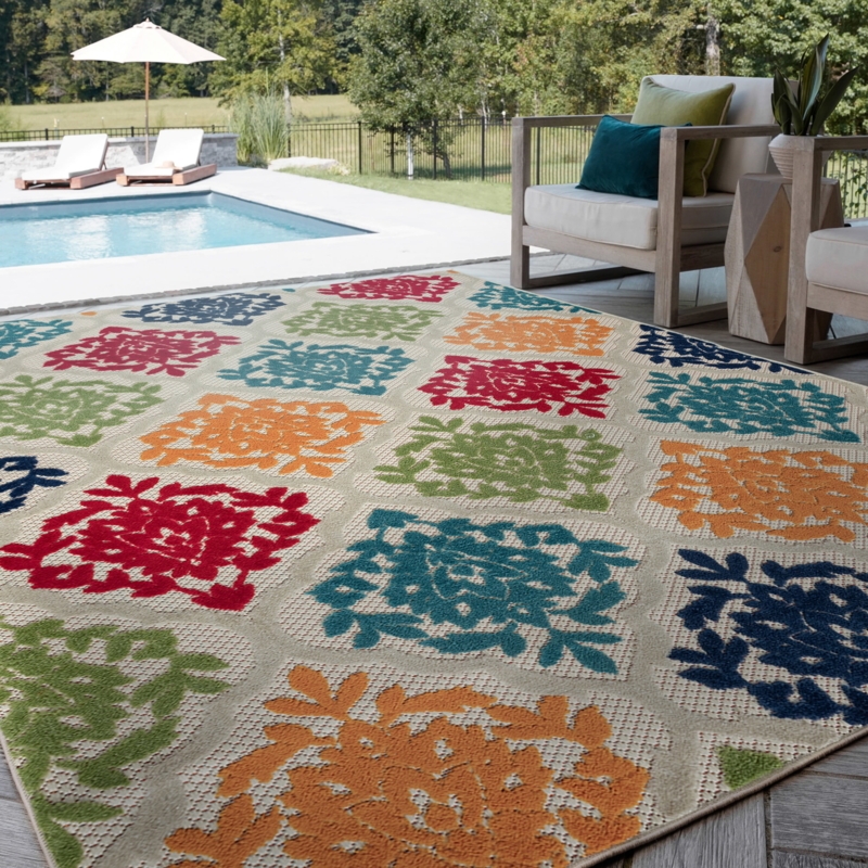Area Rug Burnt Orange Medallion Bohemian Global Patio Deck