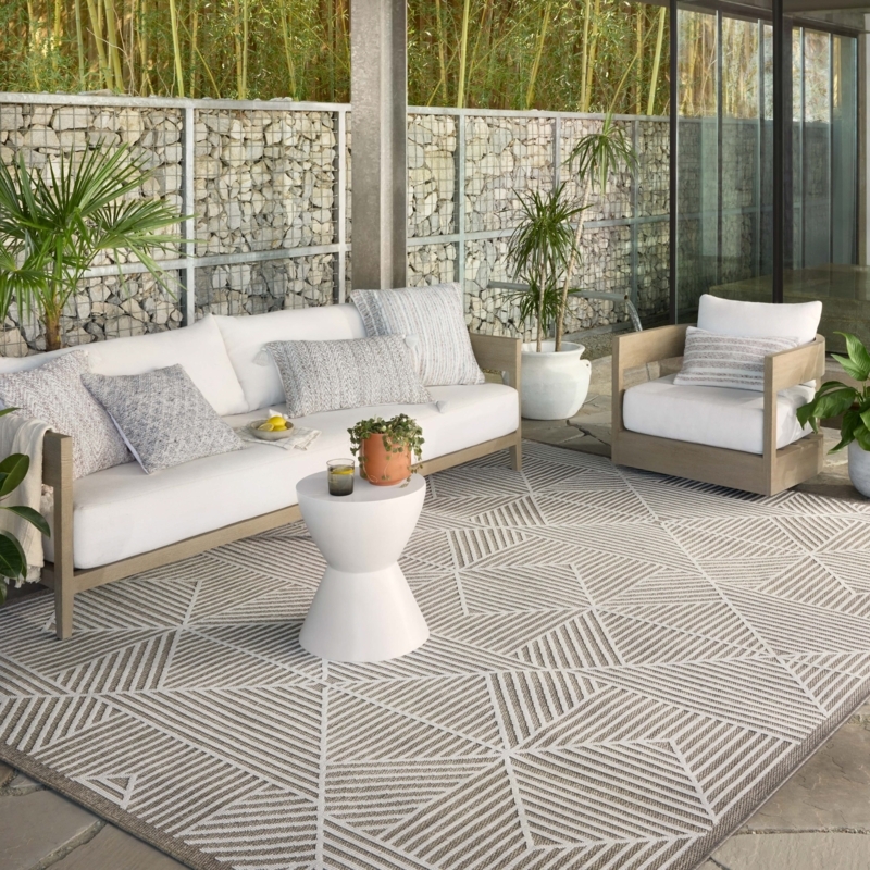 Area Rug Charcoal Cream Geometric Diamond Pattern