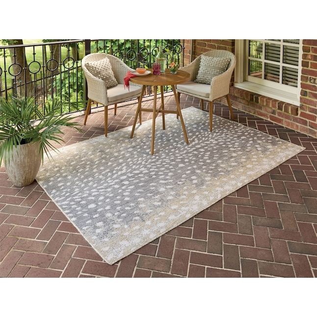 Area Rug Charcoal Gray Leopard Print with Outdoor Utility