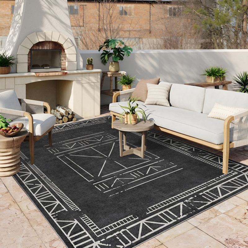 Area Rug Charcoal Trellis Design Cream, Moroccan Trellis Rug Living Room