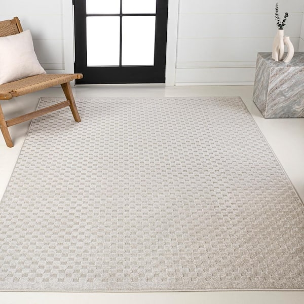Area Rug: Checkered High-Low Pile Modern Deck Decor