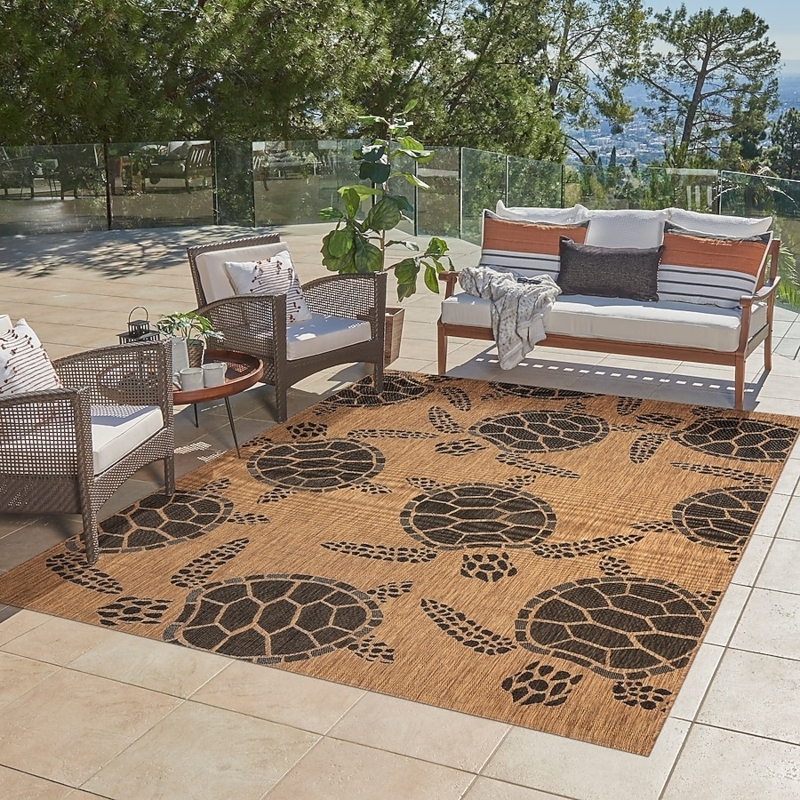 Area Rug Chestnut Black Tortoise Shell Pattern Tropical Woven