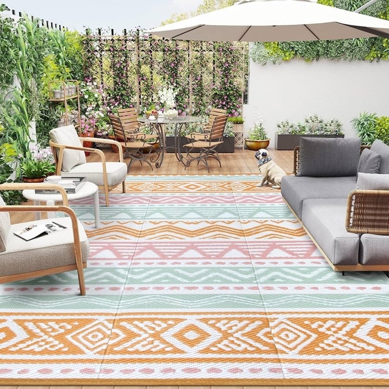 Area Rug Chevron Diamond Border Geometric Print Deck