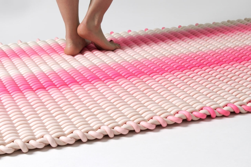 Area Rug Chunky Woven Silicone Cord Rugs Modern Industrial