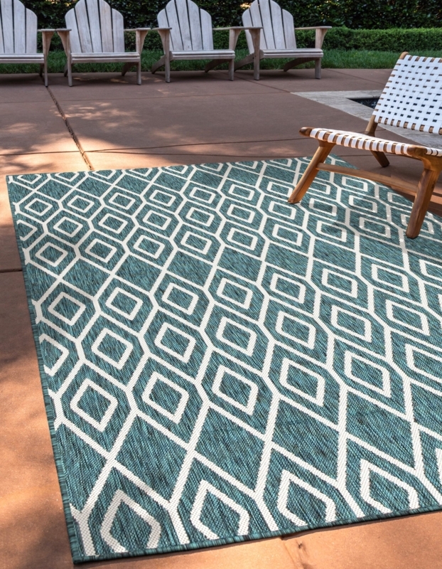 Area Rug, Coastal Large Scale Trellis, Synthetic Flatweave