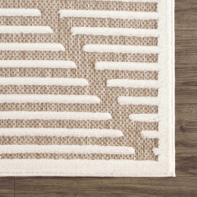 Area Rug: Cream Flatweave with Minimalist Black Geometric Lines