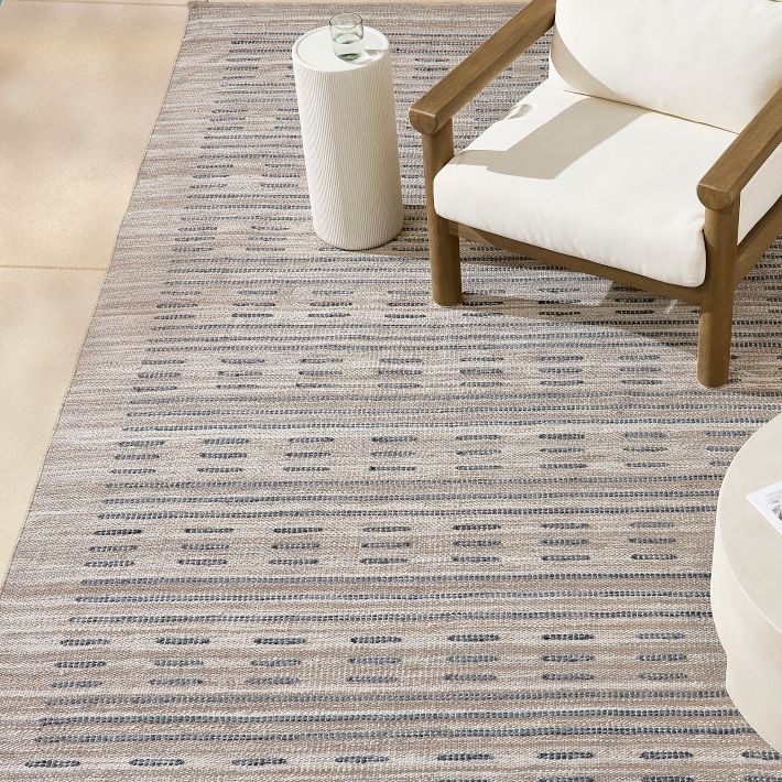 Area Rug Dashed Stripe Pattern Natural Fiber Look Modern