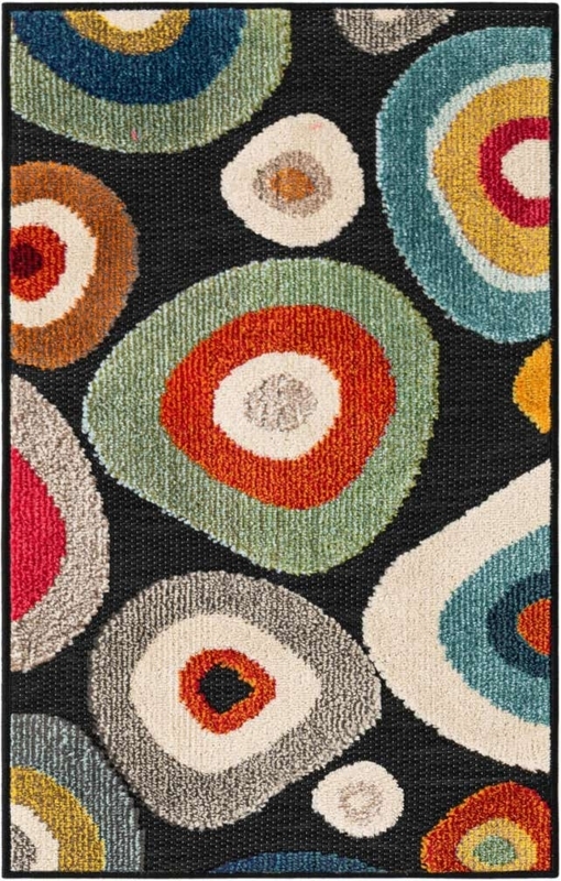 Area Rug: Distressed Black Outdoor Area Rug, Charcoal Medallion