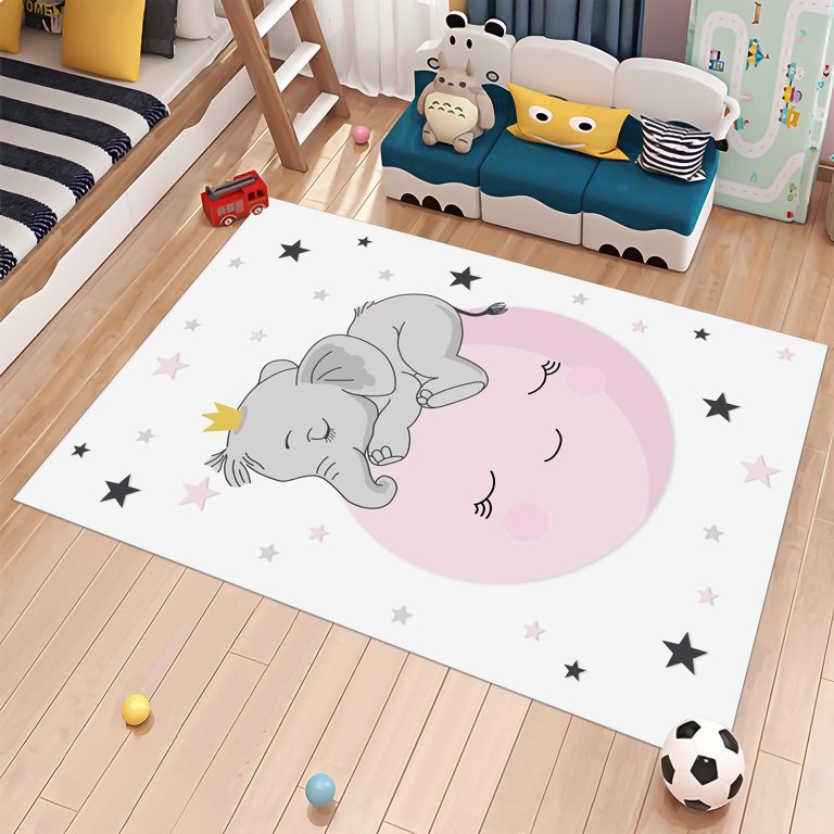 Area Rug Elephant Shape Novelty Silhouette Charcoal Gray Mat