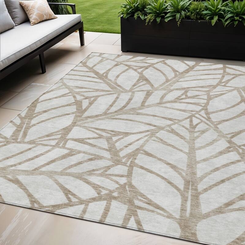 Area Rug: Floral Vine Pattern, Teal Accents, Transitional Outdoor Floral